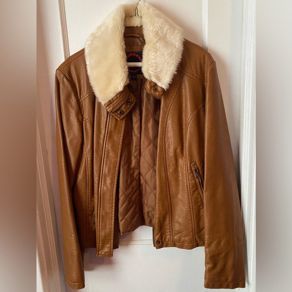 Giacca Faux Leather Brown Jacket